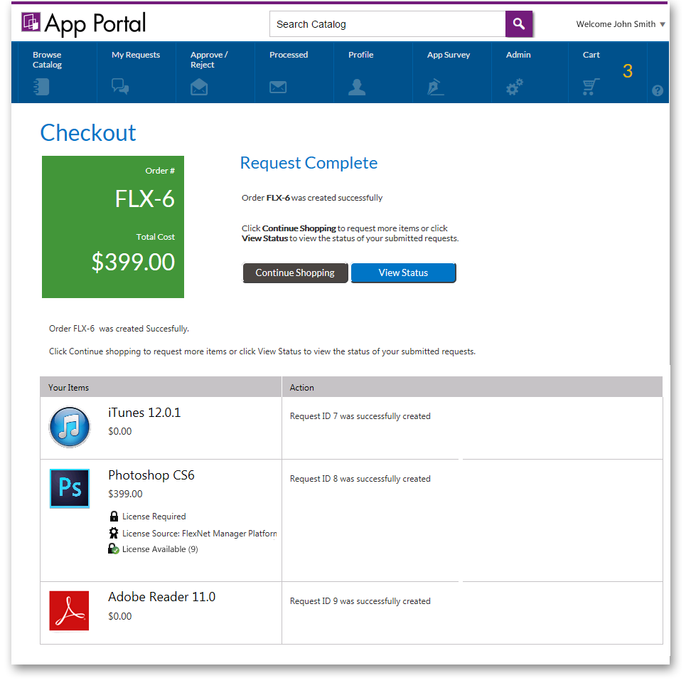 Request Complete Panel / Checkout Wizard