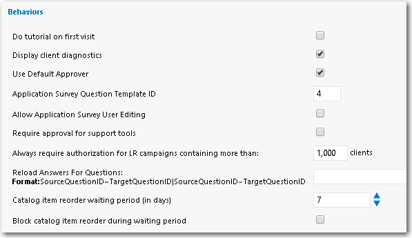 Settings &gt; Web Site View / Catalog Behavior Tab / Behaviors