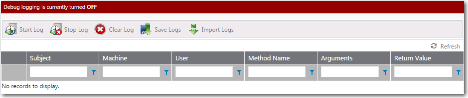 Debug Log View / Logging Off